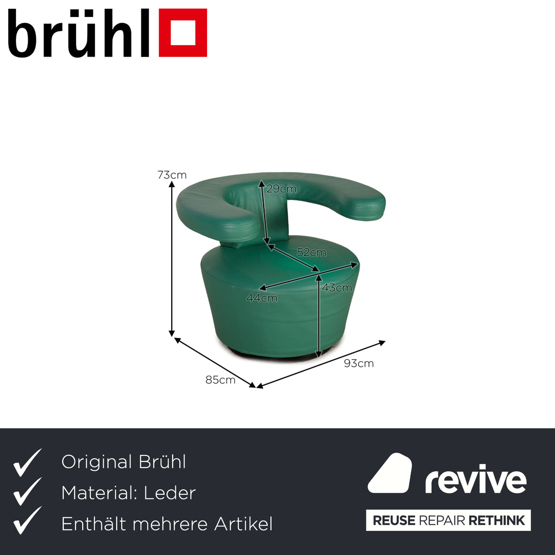 Brühl Big Arm Leder Sessel Grün Drehfunktion