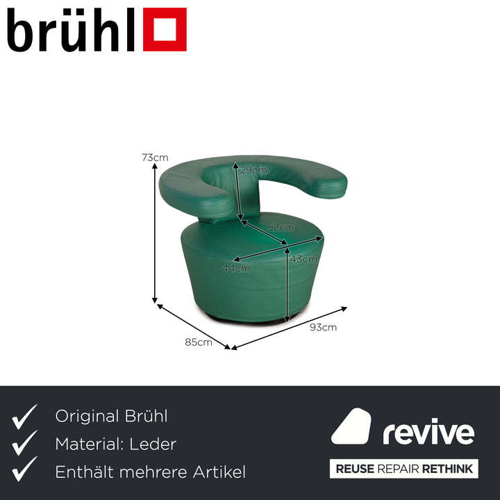 Brühl Big Arm Leder Sessel Grün Drehfunktion