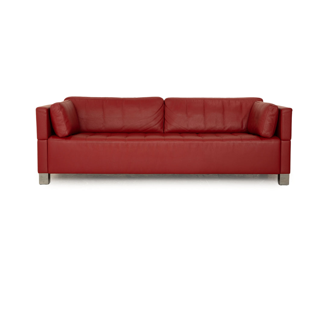 Brühl Carée Leder Dreisitzer Rot Sofa Couch