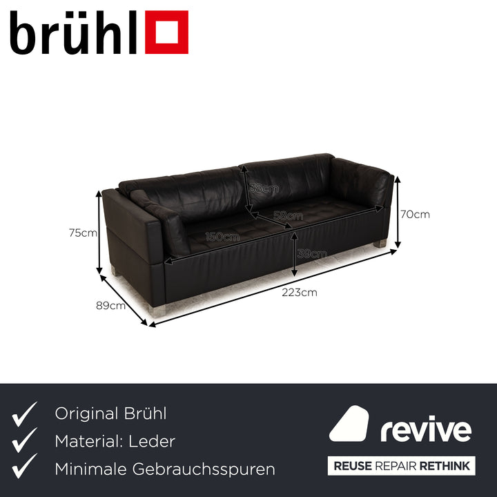 Brühl Carrée Leder Dreisitzer Dunkelblau Blau Sofa Couch