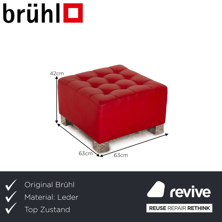 Brühl Carrée Leder Hocker Rot