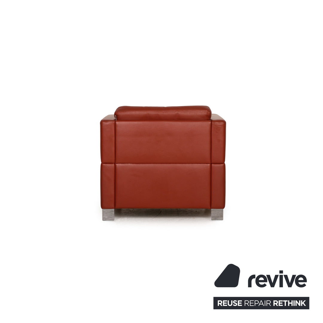 Brühl Carrée Leder Sofa Garnitur Orange Zweisitzer Sessel Couch