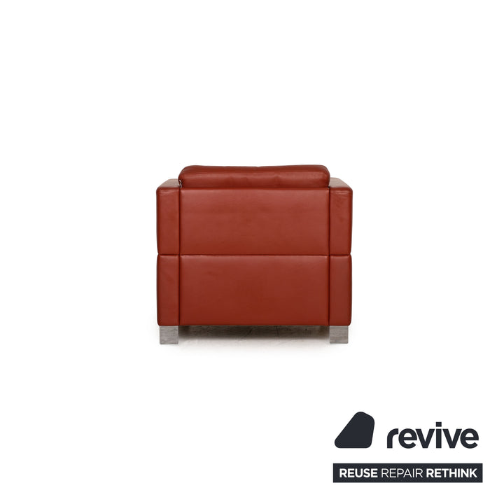 Brühl Carrée Leder Sofa Garnitur Orange Zweisitzer Sessel Couch