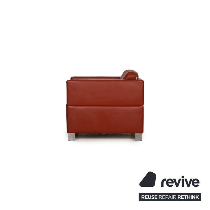 Brühl Carrée Leder Sofa Garnitur Orange Zweisitzer Sessel Couch