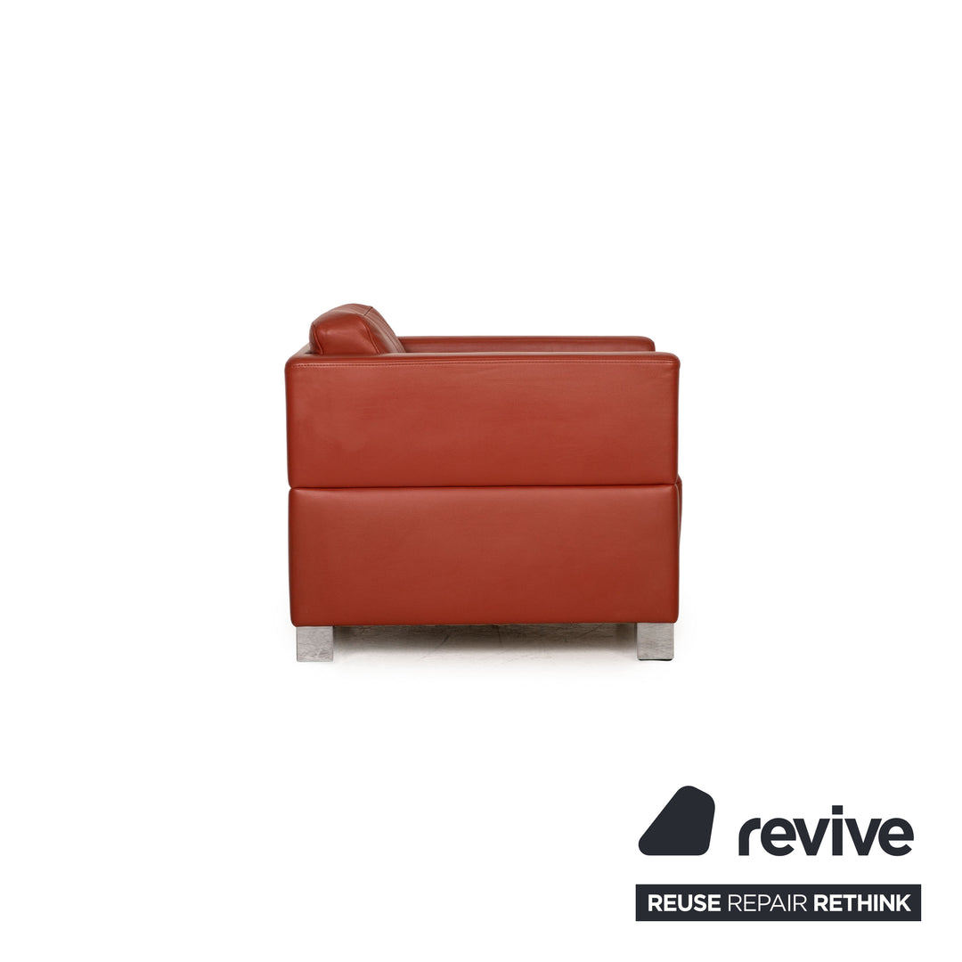 Brühl Carrée Leder Sofa Garnitur Orange Zweisitzer Sessel Couch