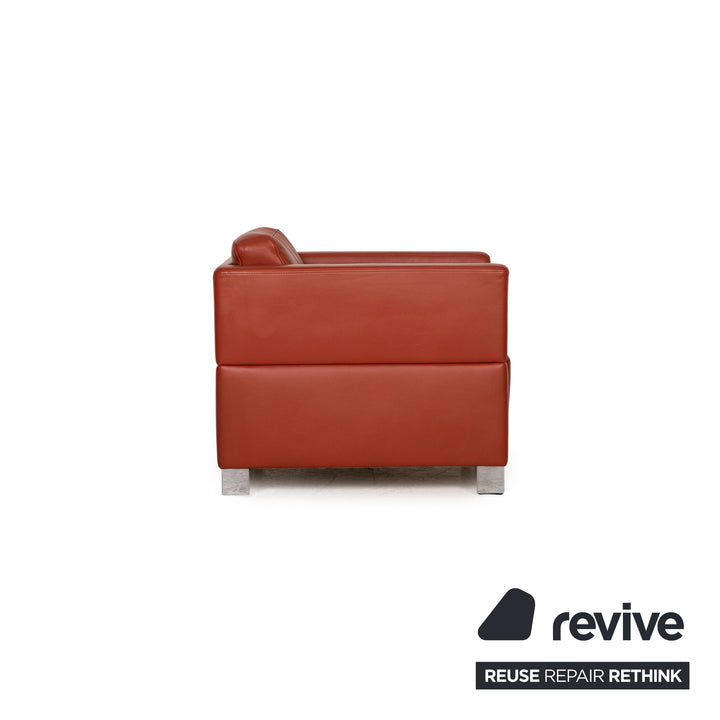 Brühl Carrée Leder Sofa Garnitur Orange Zweisitzer Sessel Couch