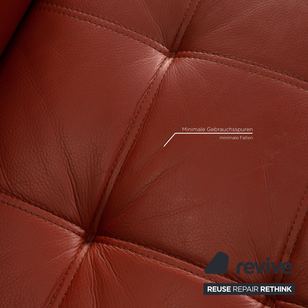 Brühl Carrée Leder Sofa Garnitur Orange Zweisitzer Sessel Couch