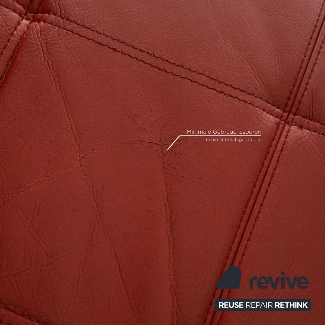 Brühl Carrée Leder Sofa Garnitur Orange Zweisitzer Sessel Couch