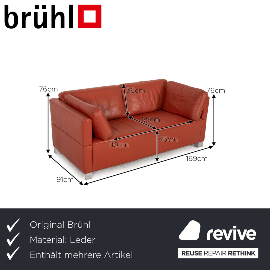 Brühl Carrée Leder Sofa Garnitur Orange Zweisitzer Sessel Couch