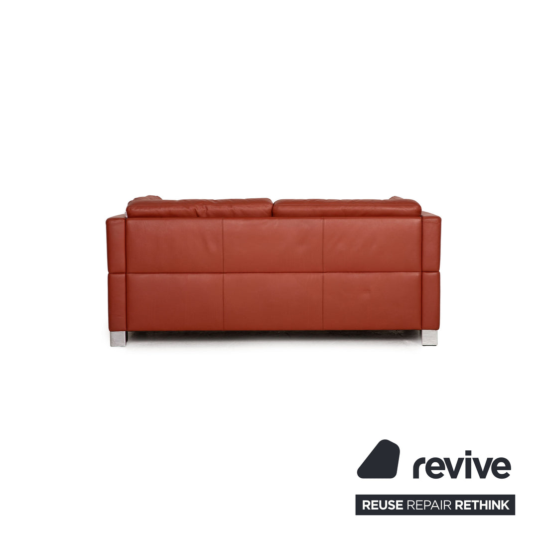Brühl Carrée Leder Sofa Garnitur Orange Zweisitzer Sessel Couch