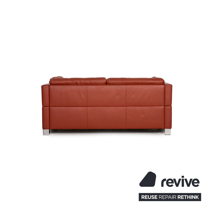 Brühl Carrée Leder Sofa Garnitur Orange Zweisitzer Sessel Couch