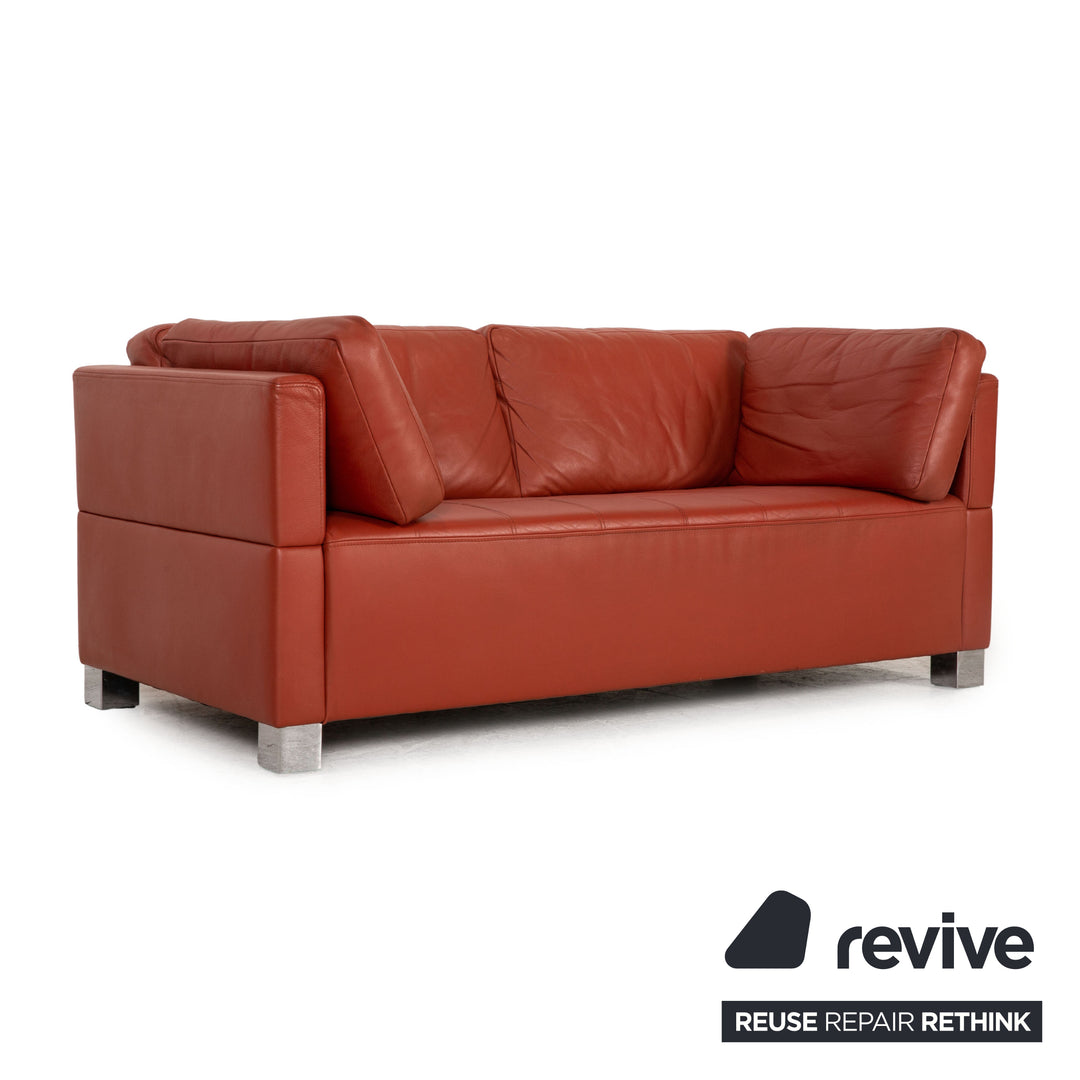 Brühl Carrée Leder Zweisitzer Orange Sofa Couch