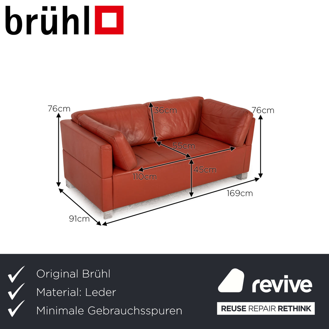 Brühl Carrée Leder Zweisitzer Orange Sofa Couch