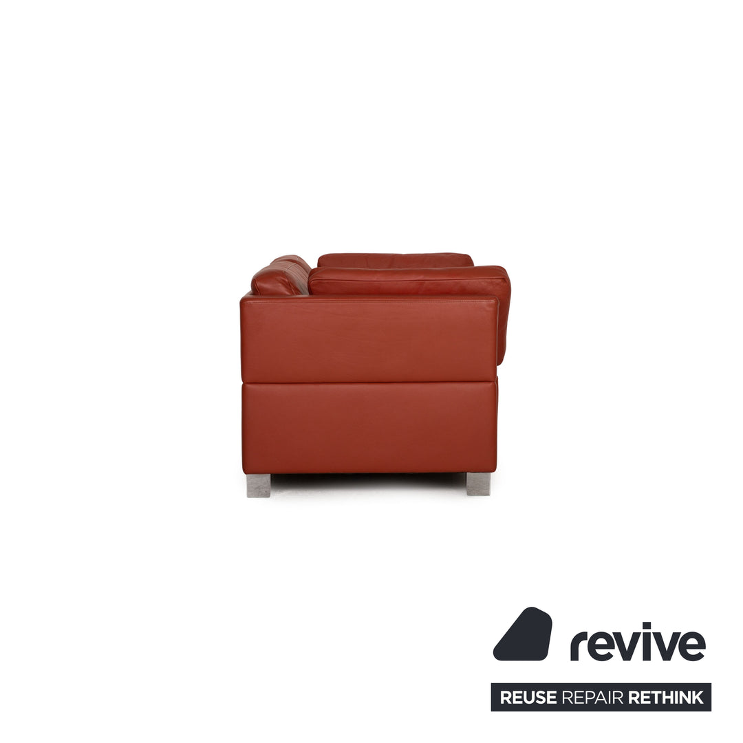 Brühl Carrée Leder Zweisitzer Orange Sofa Couch