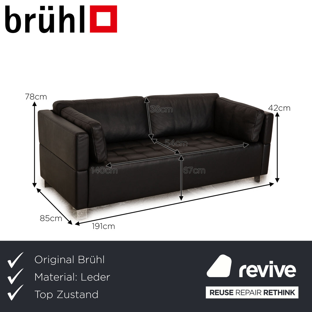 Brühl Carrée Leder Zweisitzer Schwarz Sofa Couch