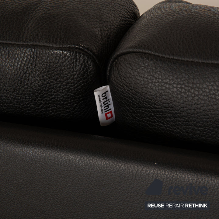 Brühl Carrée Leder Zweisitzer Schwarz Sofa Couch
