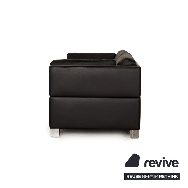 Brühl Carrée Leder Zweisitzer Schwarz Sofa Couch
