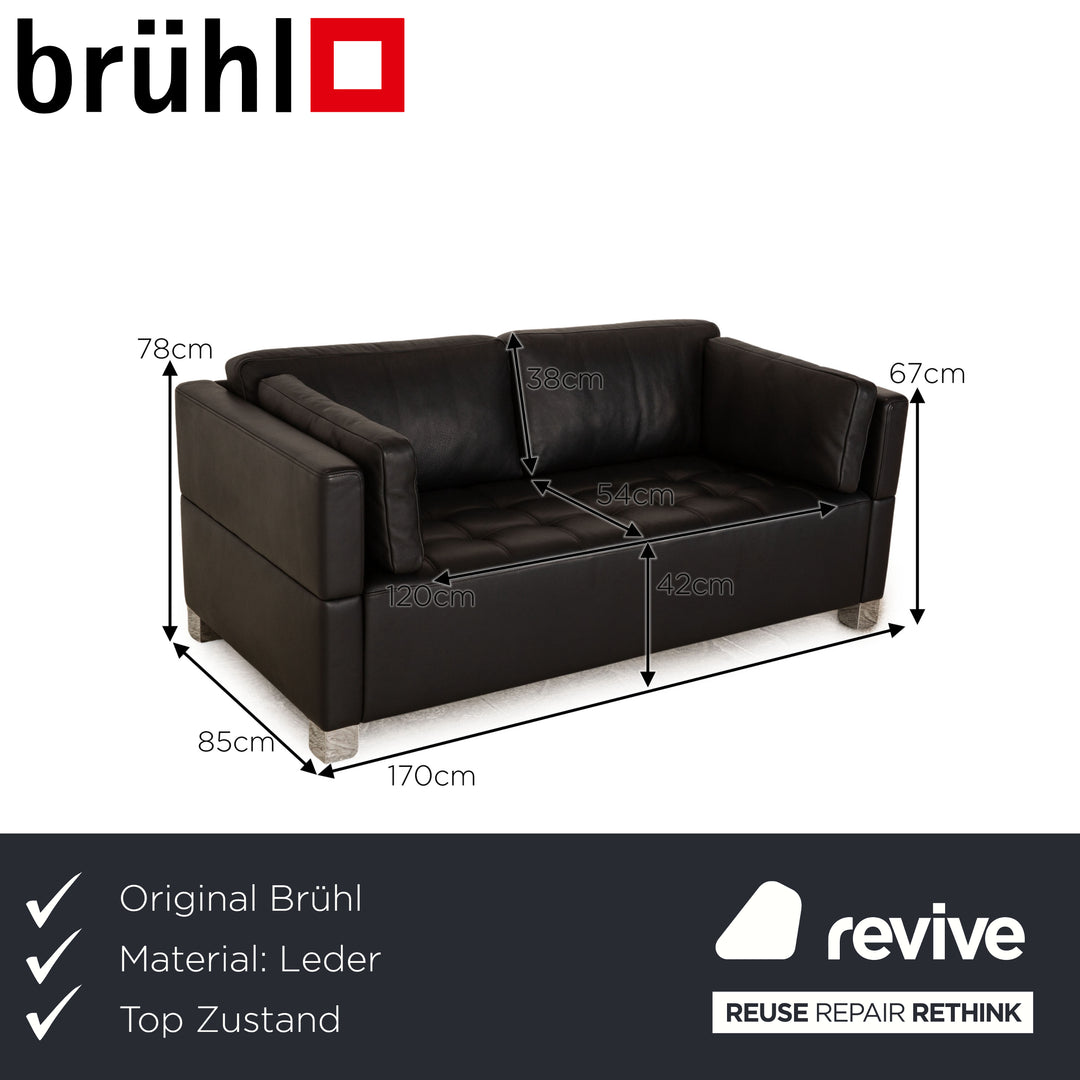 Brühl Carrée Leder Zweisitzer Schwarz Sofa Couch