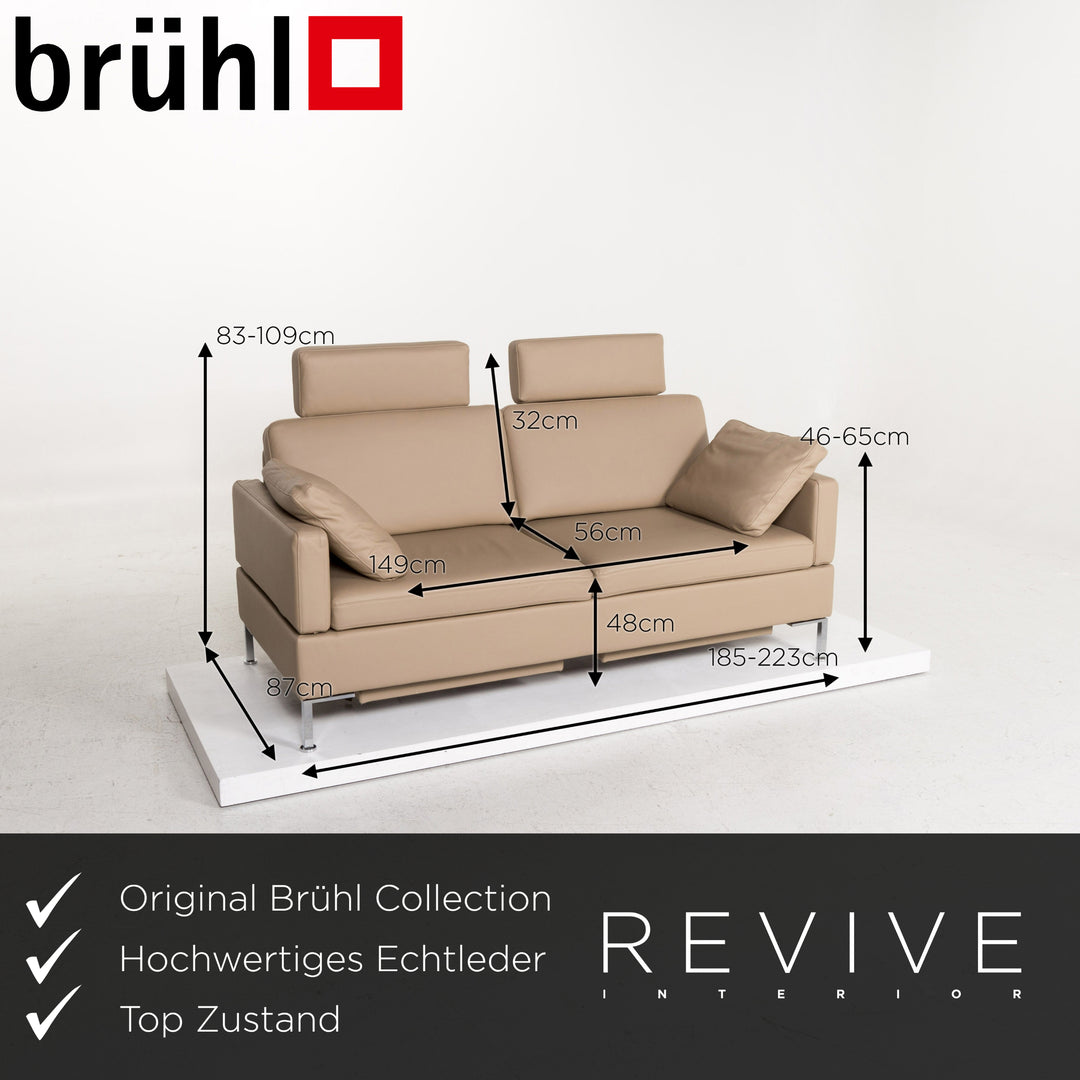 Brühl Collection Alba Leder Sofa Beige Zweisitzer Relaxfunktion Funktion Couch #13362