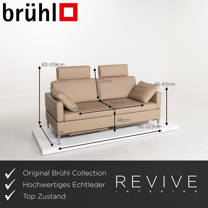 Brühl Collection Alba Leder Sofa Beige Zweisitzer Relaxfunktion Funktion Couch #13362