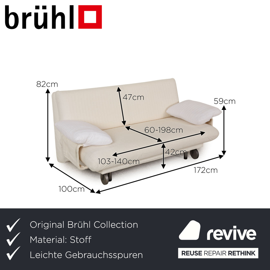 Brühl Collection Campus de Luxe Stoff Sofa Creme Zweisitzer Schlaffunktion
