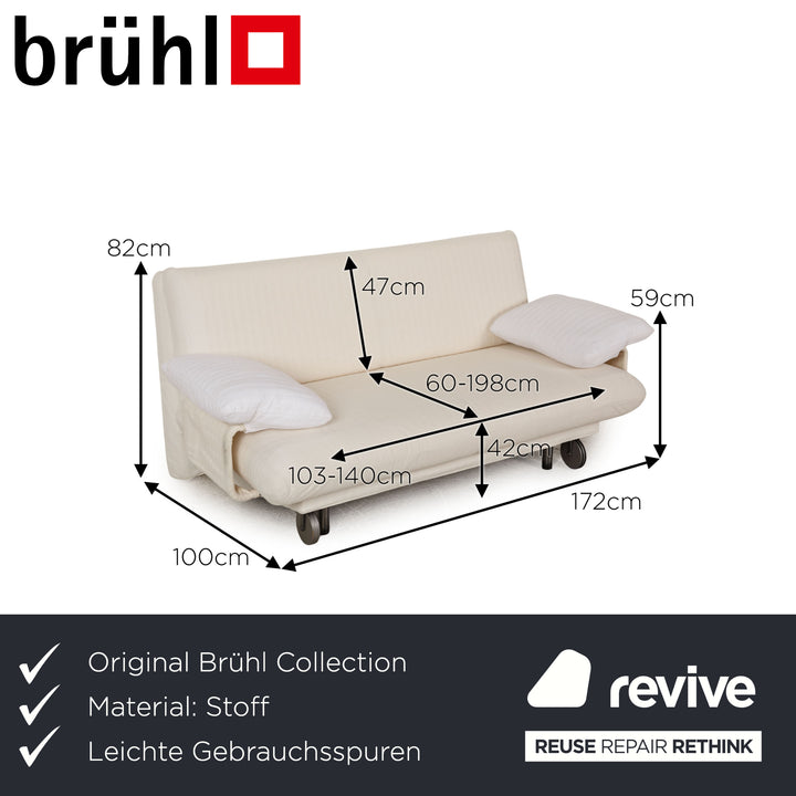 Brühl Collection Campus de Luxe Stoff Sofa Creme Zweisitzer Schlaffunktion