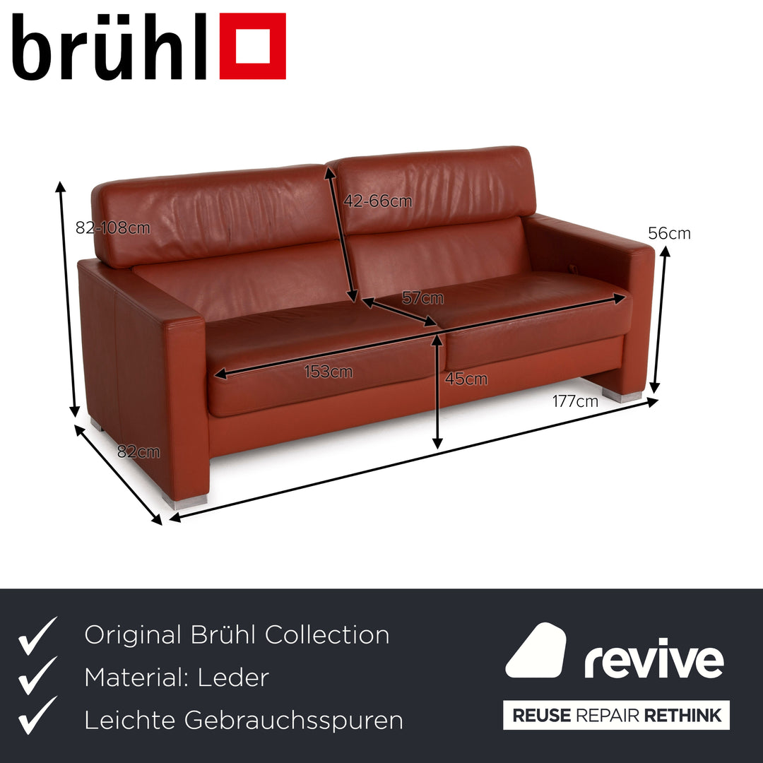 Brühl Collection Separe Leder Sofa Terrakotta Dreisitzer Funktion