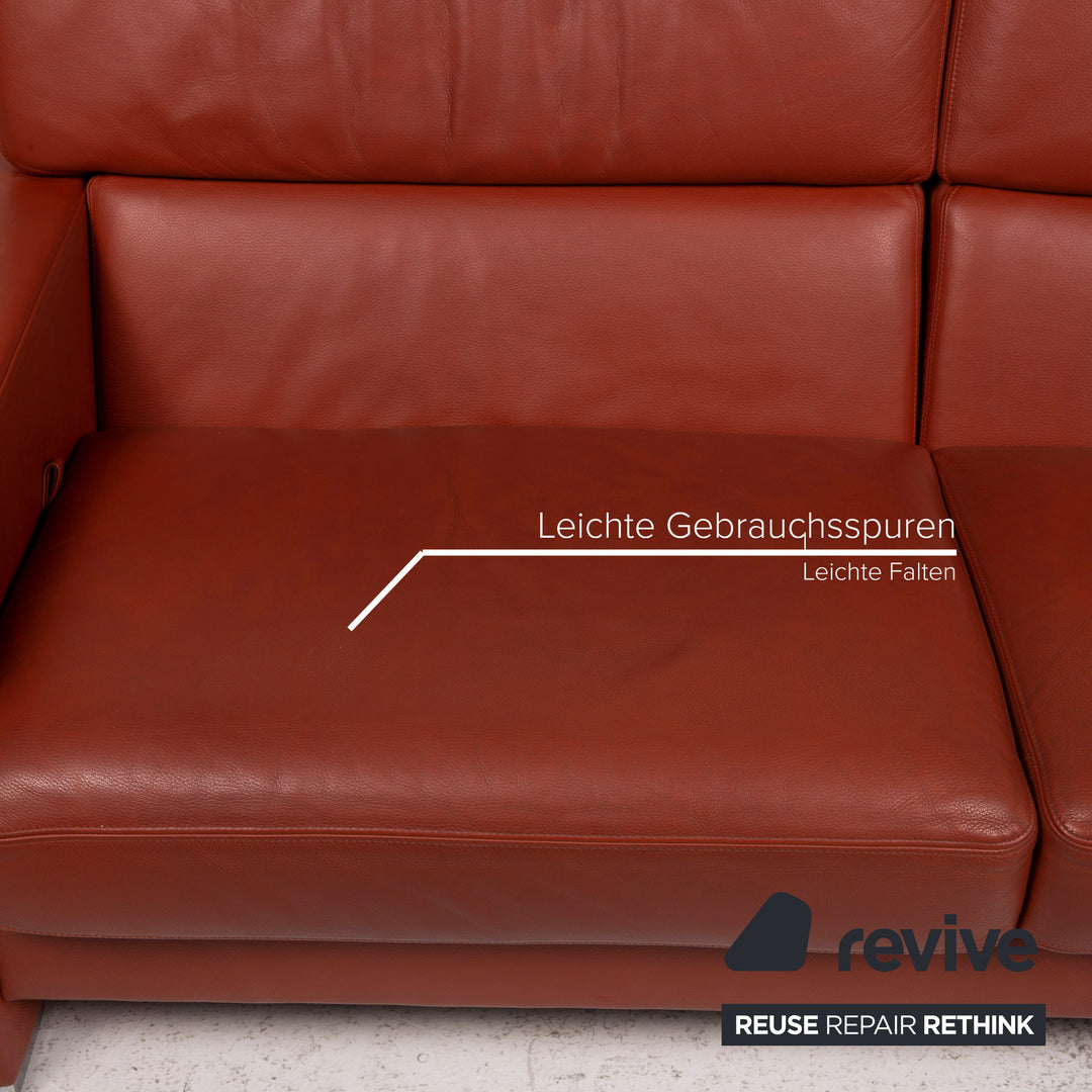 Brühl Collection Separe Leder Sofa Terrakotta Dreisitzer Funktion