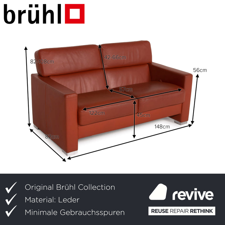 Brühl Collection Separe Leder Sofa Terrakotta Zweisitzer Funktion