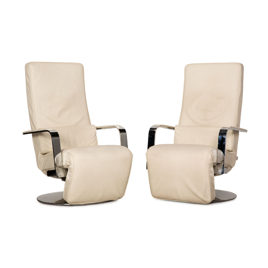 Brühl Dave Relax Leder Sessel Garnitur Creme Beige Funktion
