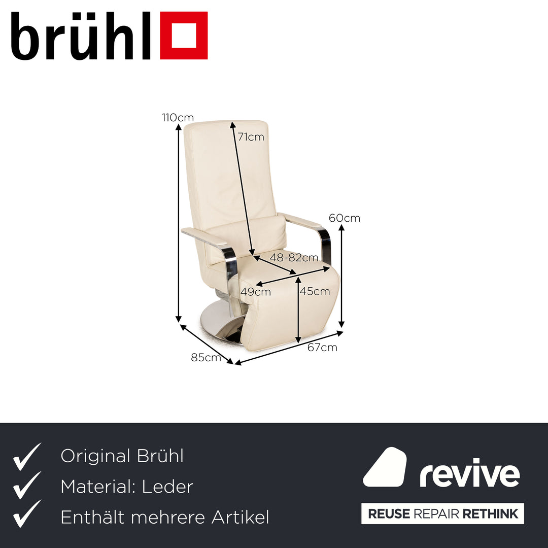 Brühl Dave Relax Leder Sessel Garnitur Creme Beige Funktion