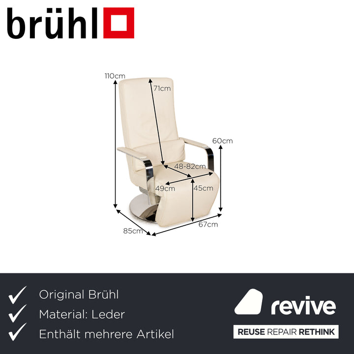 Brühl Dave Relax Leder Sessel Garnitur Creme Beige Funktion
