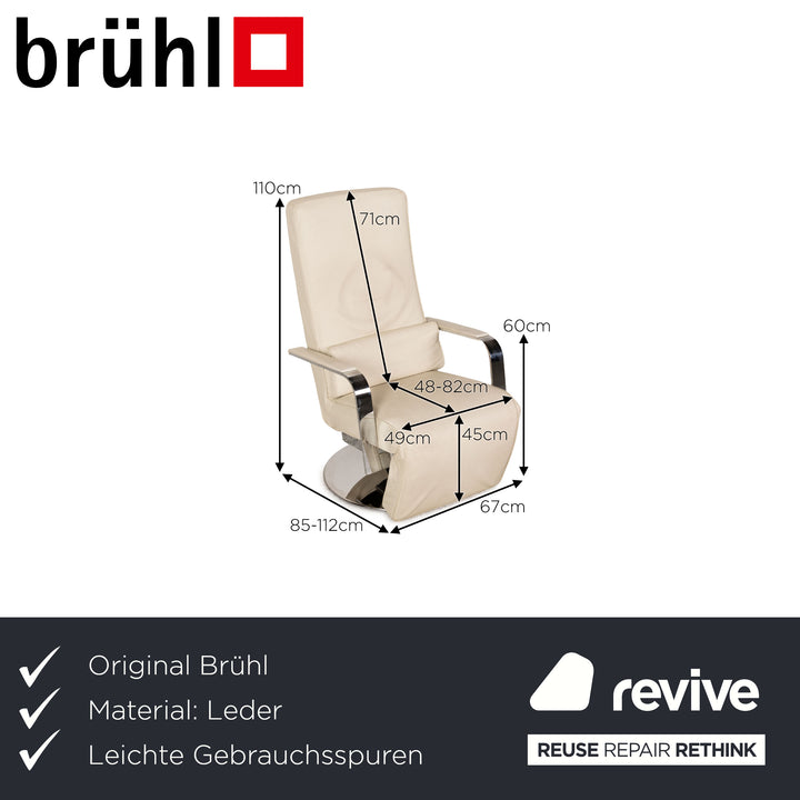 Brühl Dave Relax Sessel Leder Creme Beige Funktion