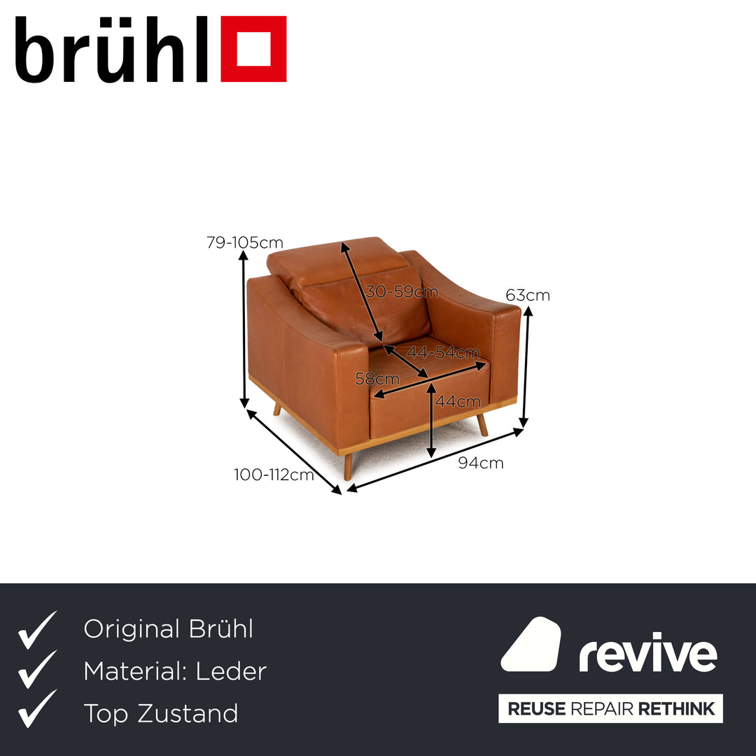 Brühl Deep Space Leder Sessel Cognac Funktion Relaxfunktion