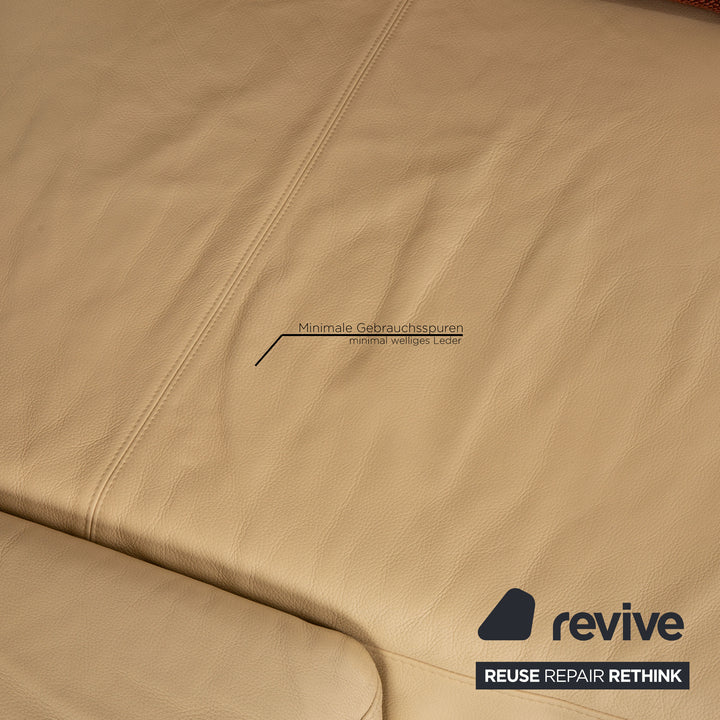 Brühl Fields Leder Ecksofa Creme Sofa Couch Recamiere rechts