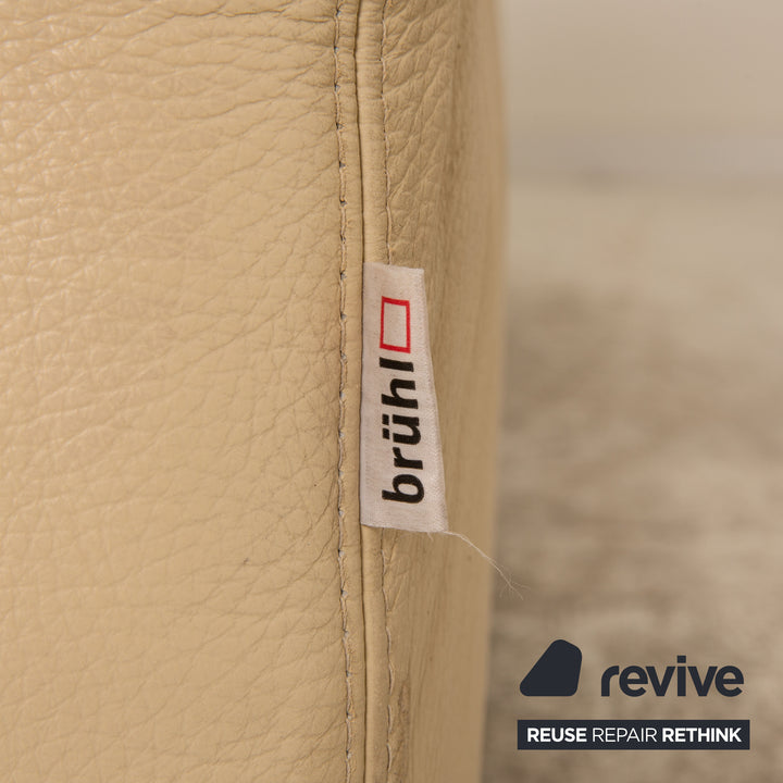 Brühl Fields Leder Ecksofa Creme Sofa Couch Recamiere rechts