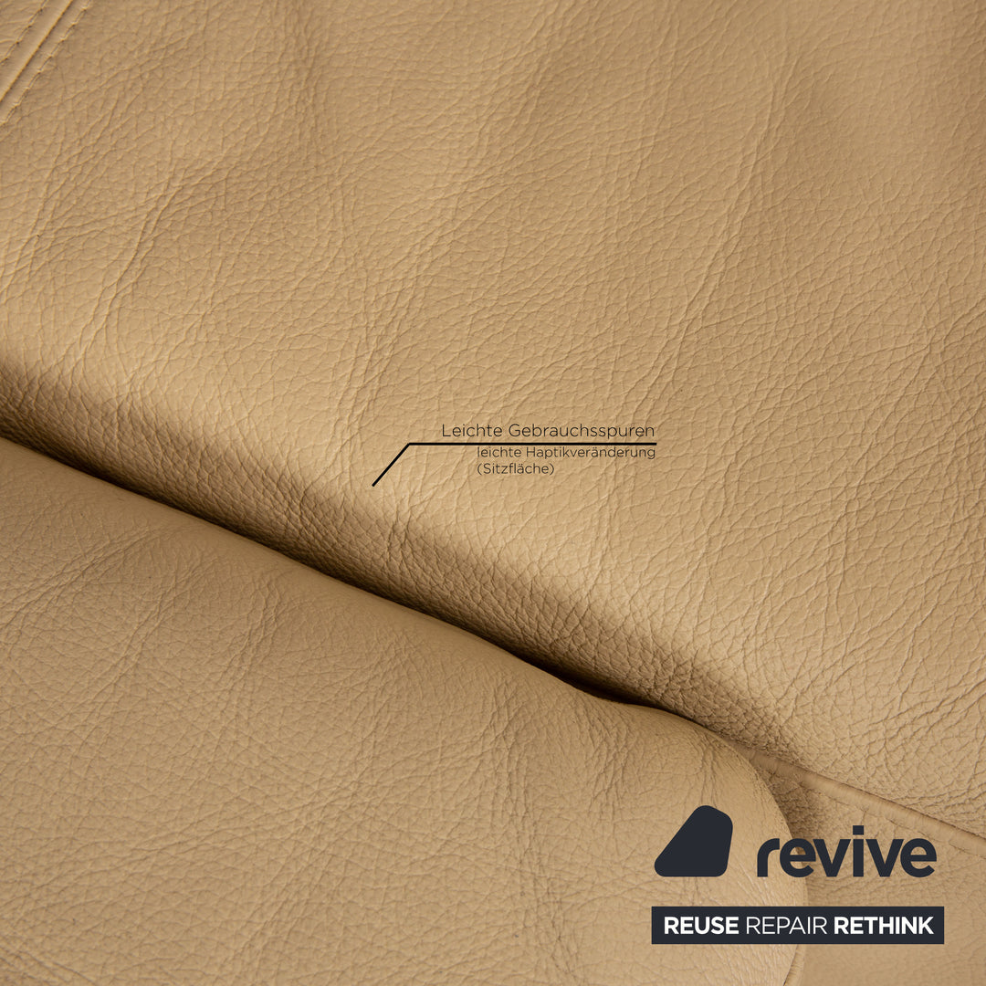 Brühl Fields Leder Ecksofa Creme Sofa Couch Recamiere rechts