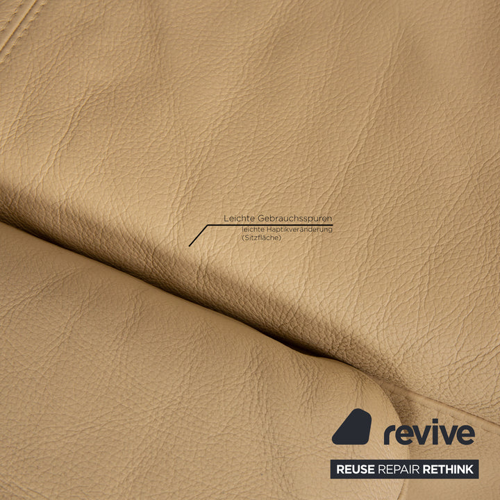 Brühl Fields Leder Ecksofa Creme Sofa Couch Recamiere rechts