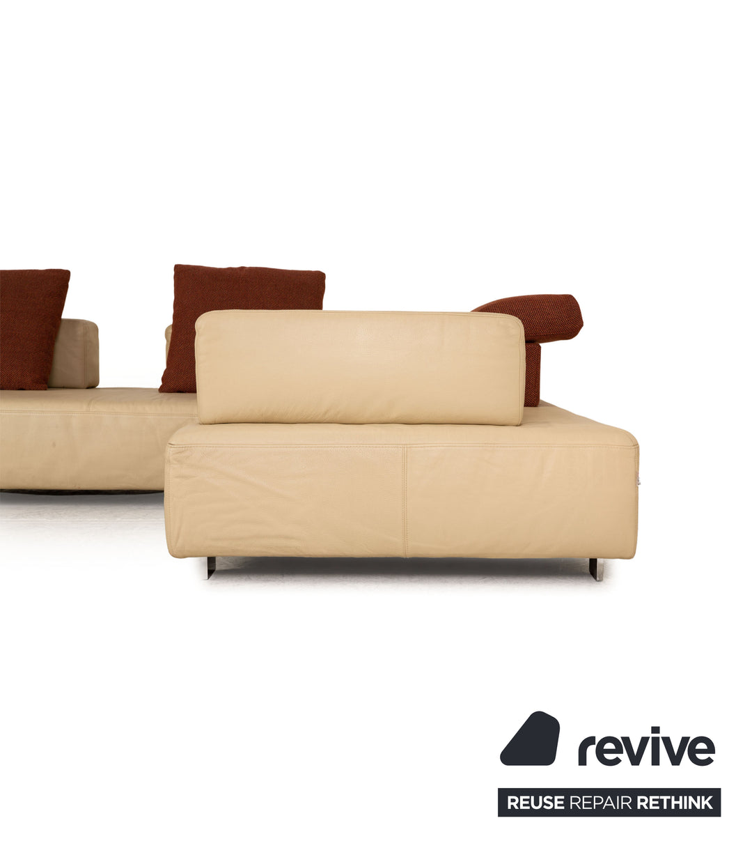 Brühl Fields Leder Ecksofa Creme Sofa Couch Recamiere rechts
