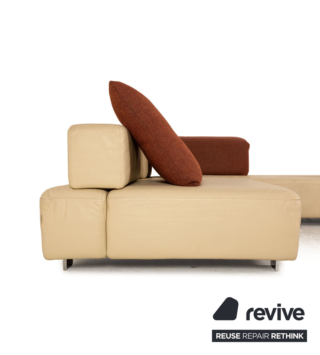 Brühl Fields Leder Ecksofa Creme Sofa Couch Recamiere rechts