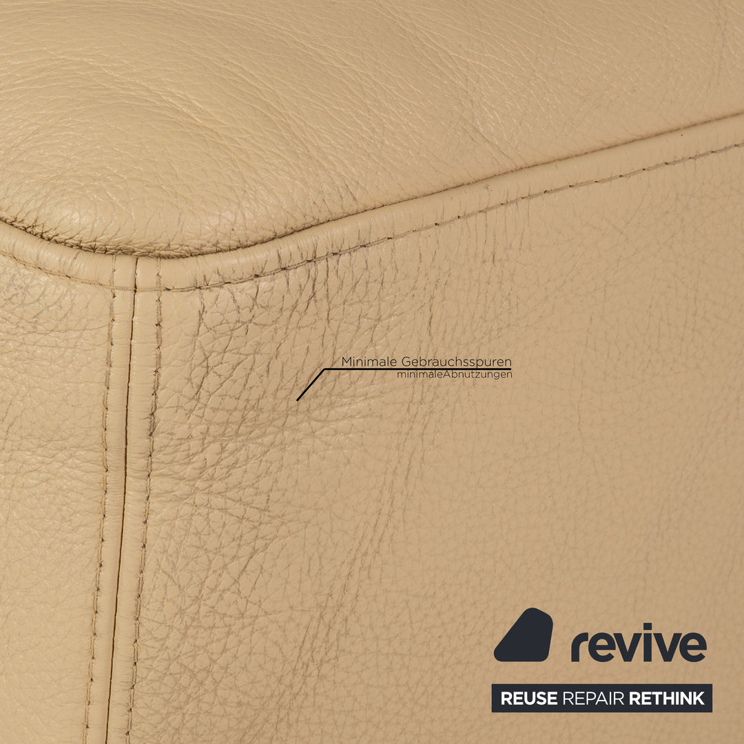 Brühl Fields Leder Ecksofa Creme Sofa Couch Recamiere rechts