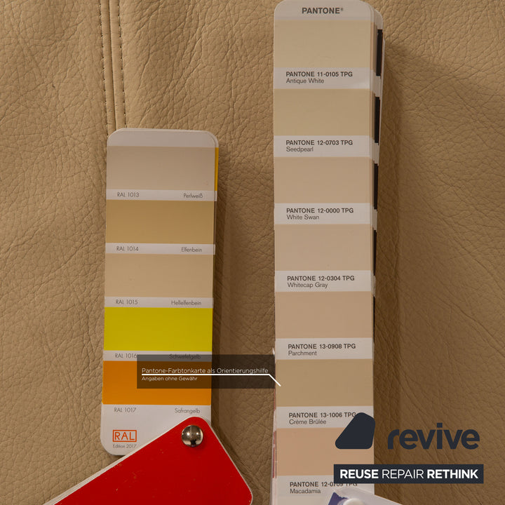 Brühl Fields Leder Ecksofa Creme Sofa Couch Recamiere rechts