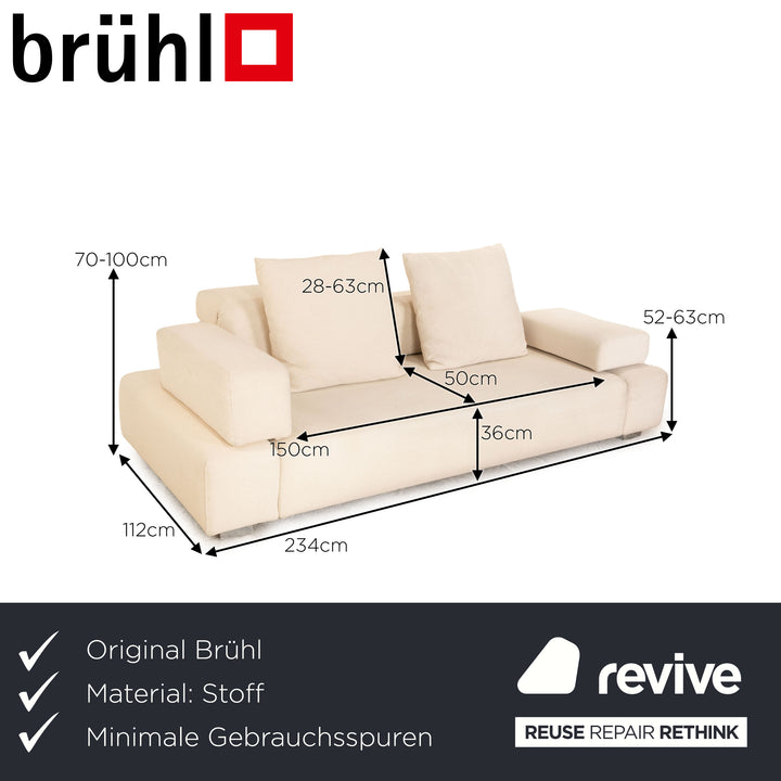 Brühl Fields Stoff Dreisitzer Creme Sofa Couch Funktion