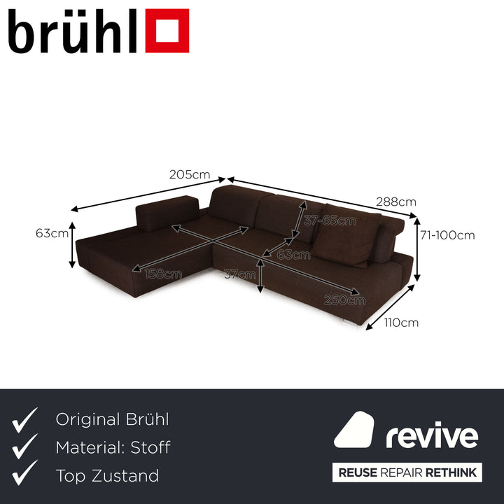 Brühl Fields Stoff Ecksofa Braun Dunkelbraun Sofa Couch Funktion Recamiere links