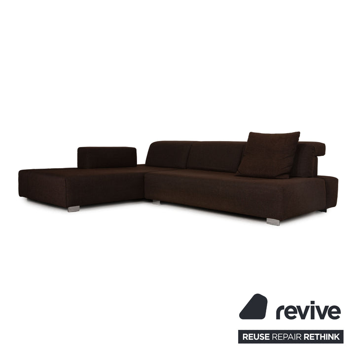 Brühl Fields Stoff Ecksofa Braun Dunkelbraun Sofa Couch Funktion Recamiere links