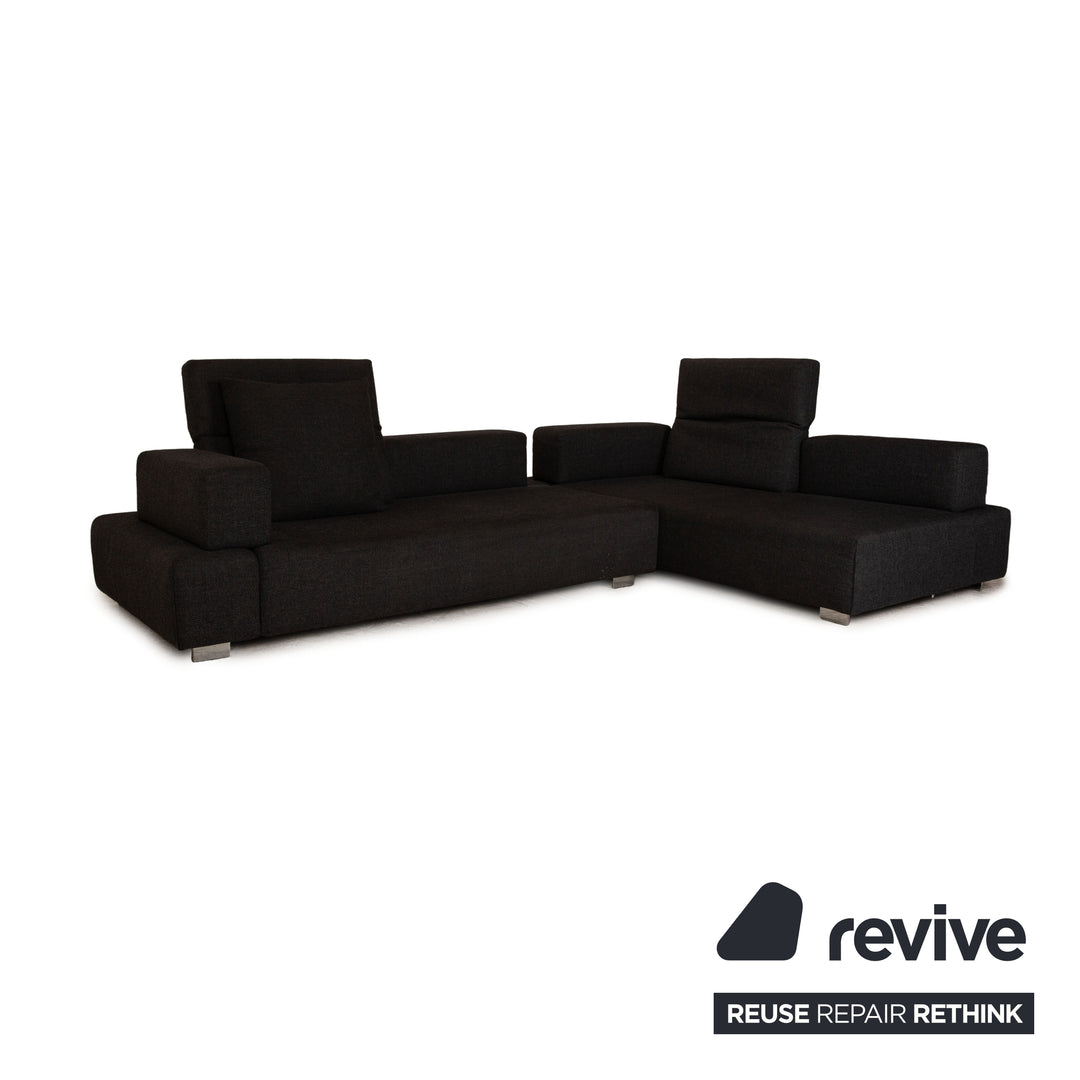 Brühl Fields Stoff Ecksofa Grau Dunkelgrau Sofa Couch manuelle Funktion Recamiere rechts
