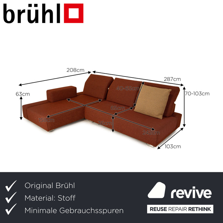 Brühl Fields Stoff Ecksofa Rostbraun Rot Sofa Couch Modular Recamiere links