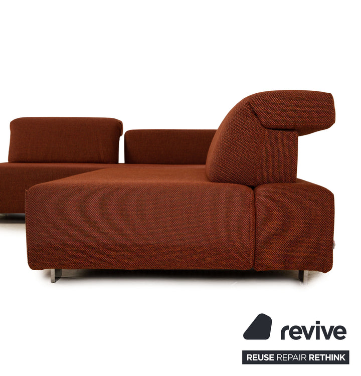 Brühl Fields Stoff Ecksofa Rostbraun Rot Sofa Couch Modular Recamiere links