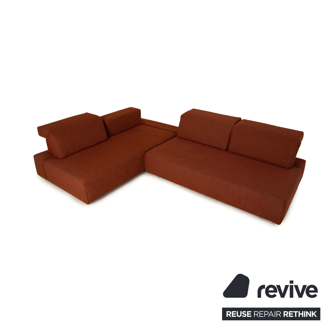 Brühl Fields Stoff Ecksofa Rostbraun Rot Sofa Couch Modular Recamiere links