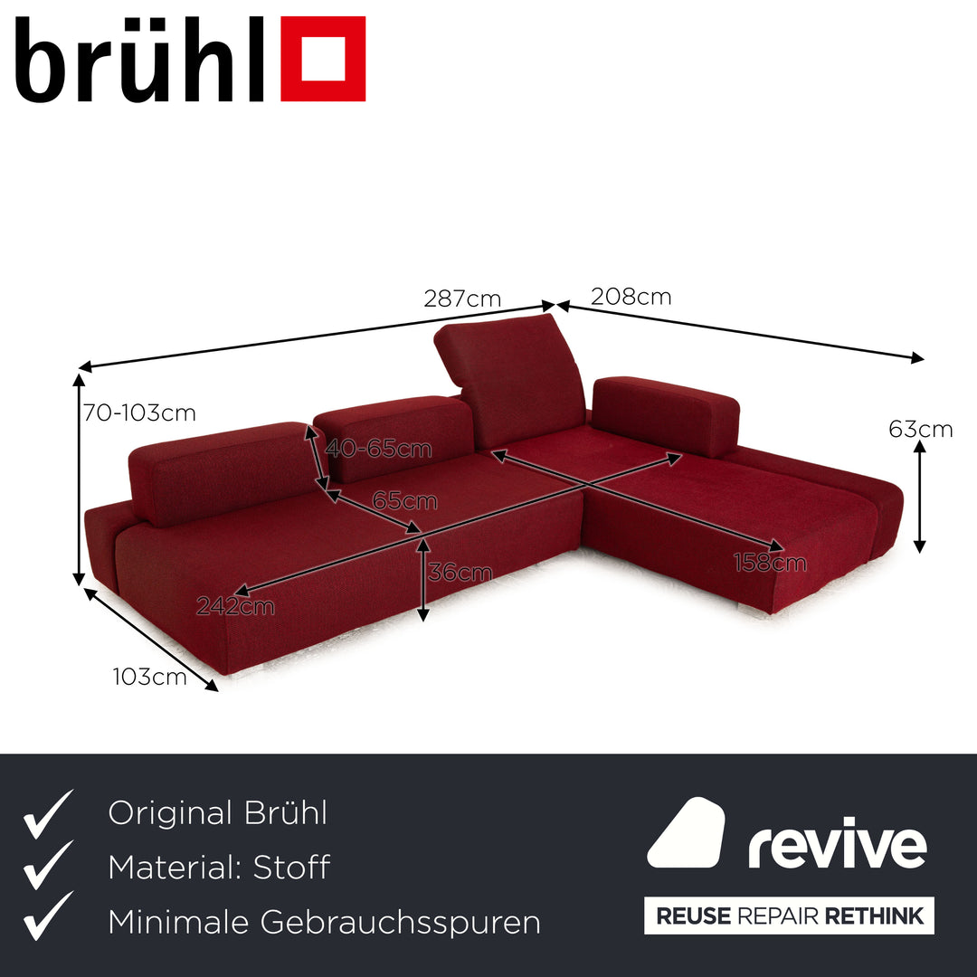 Brühl Fields Stoff Ecksofa Rot Recamiere Rechts